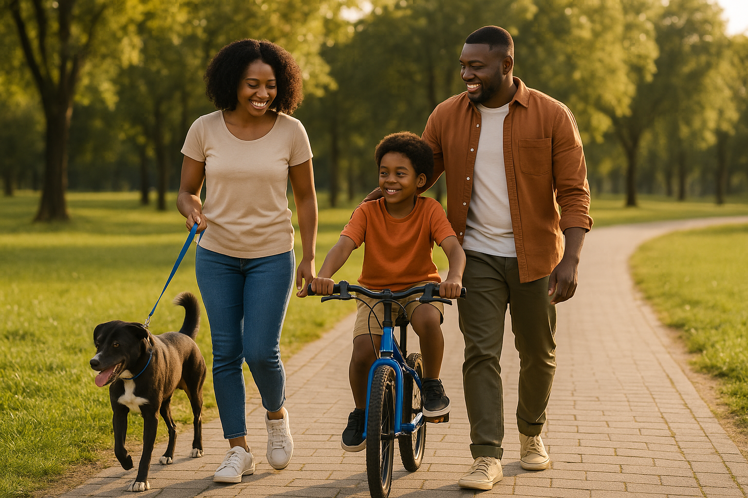 Família fazendo caminhada juntos