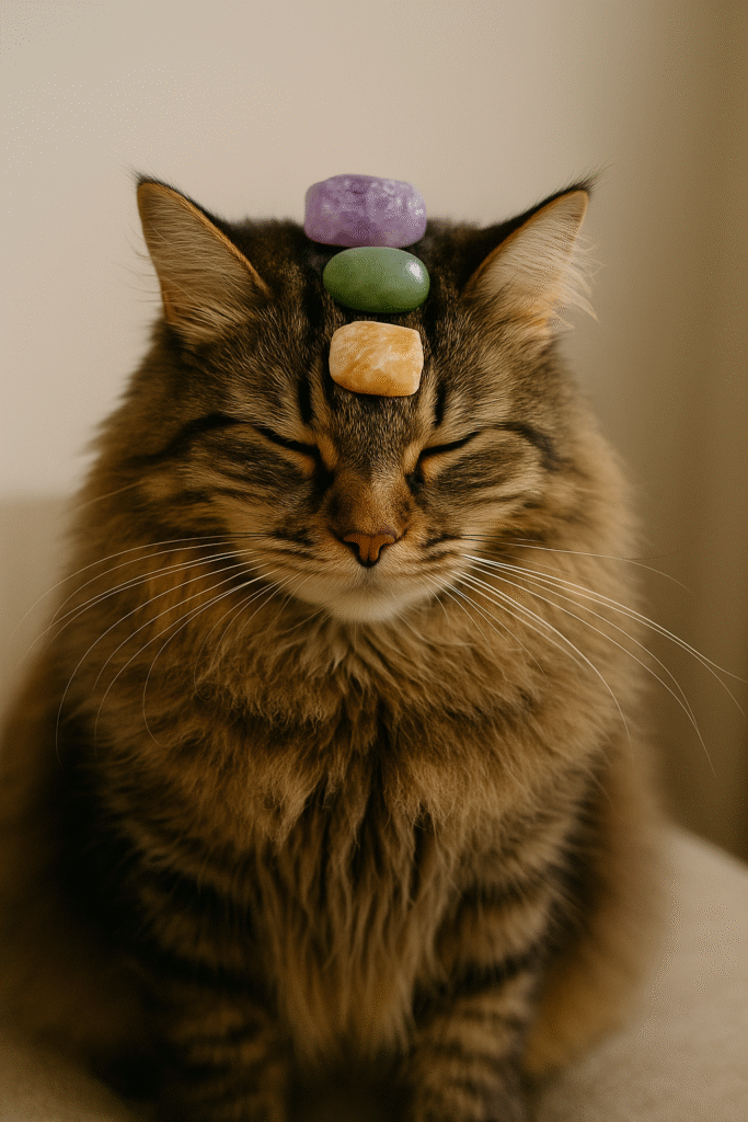 Gato usando cristais