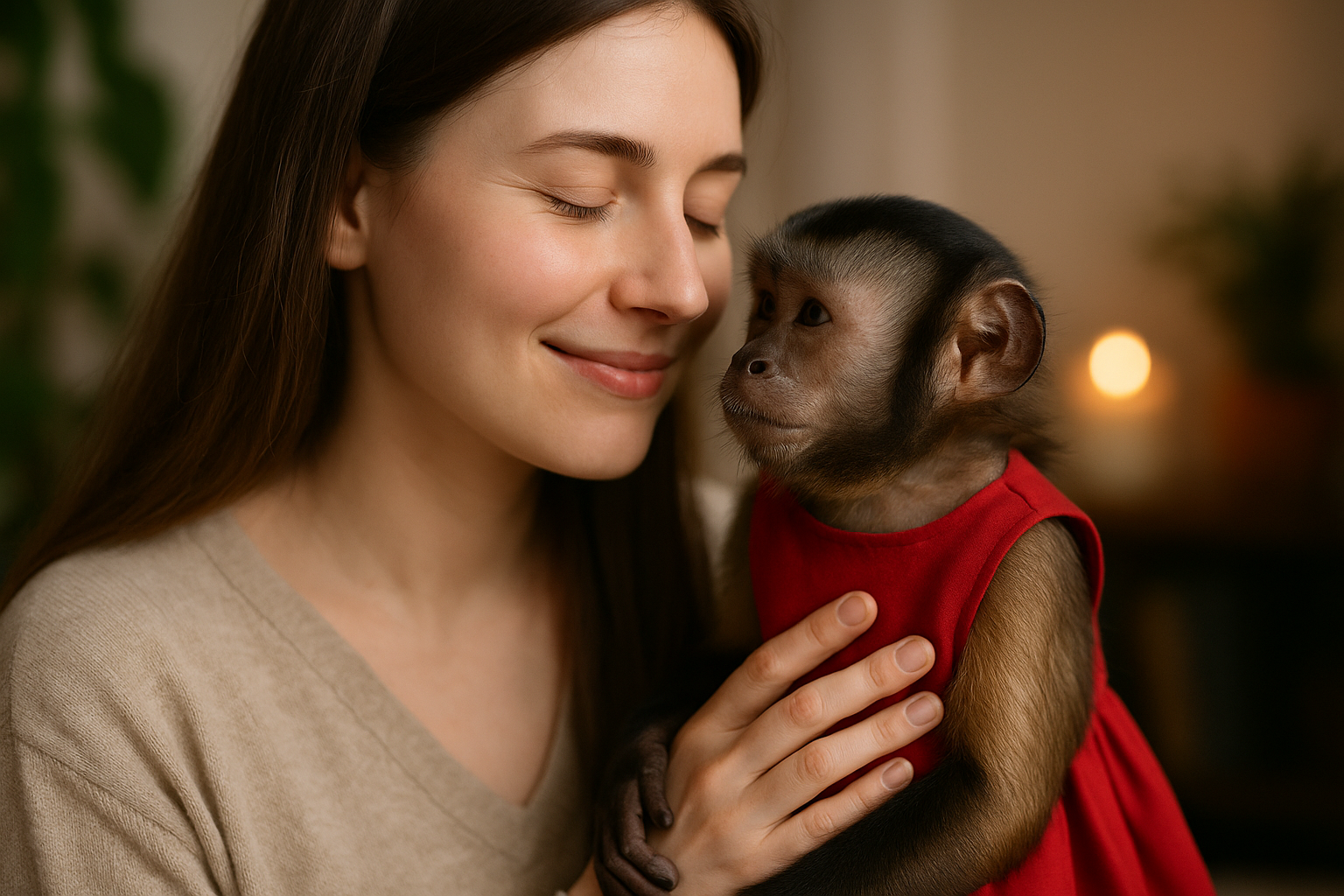macaco Prego e sua tutora