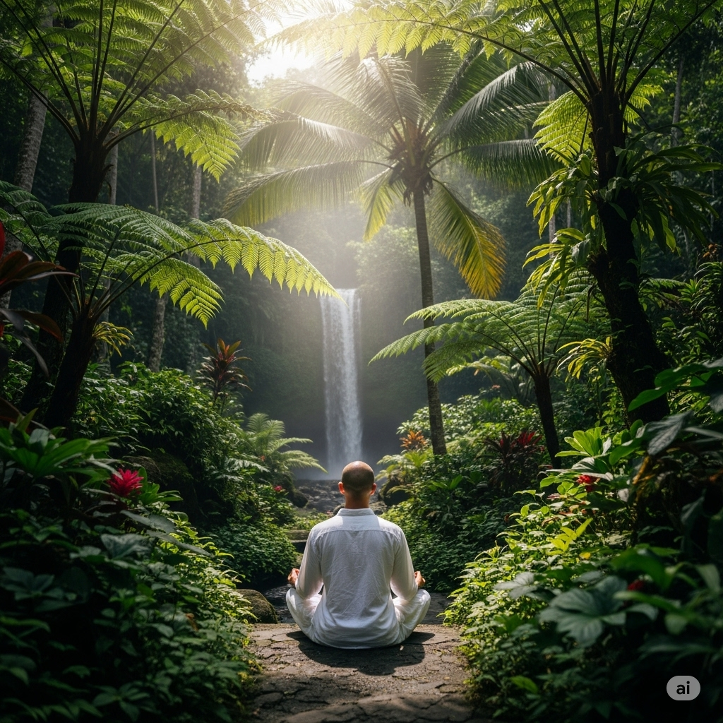 Meditando para buscar equilíbrio