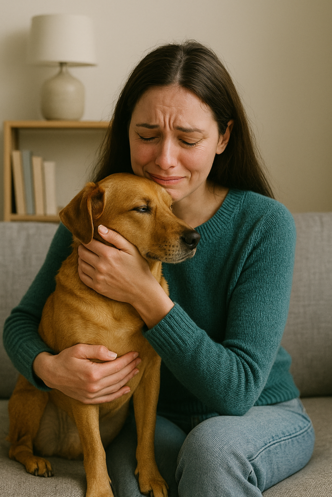 Moça triste e seu cão