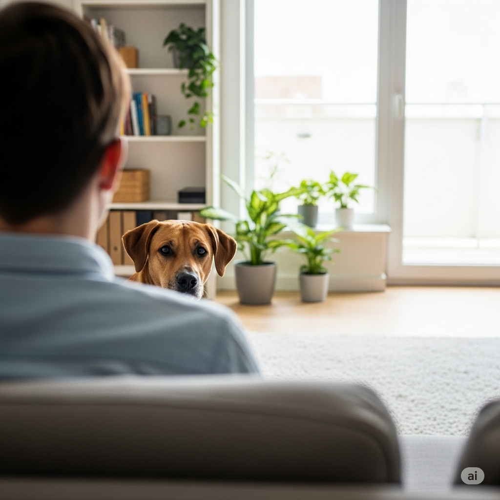 Cão olhando a visita