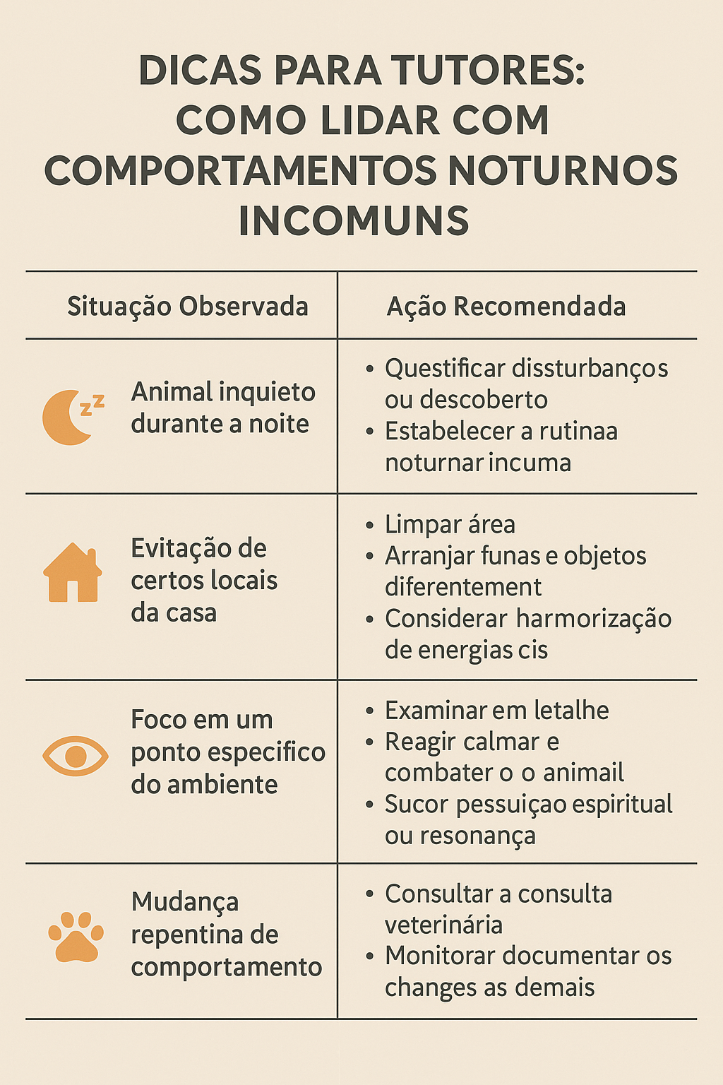 comportamento noturno dos pets