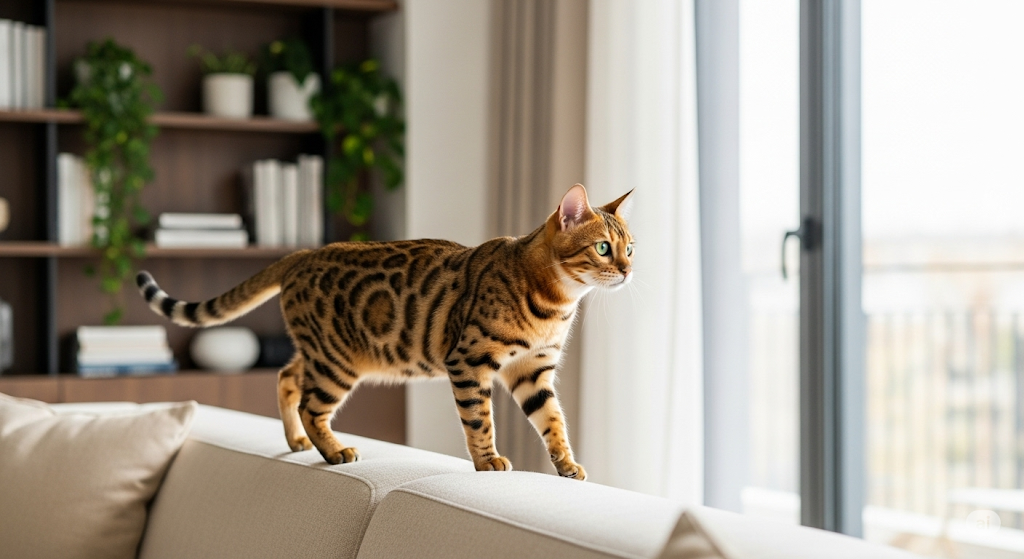 Gato hibrido no sofá