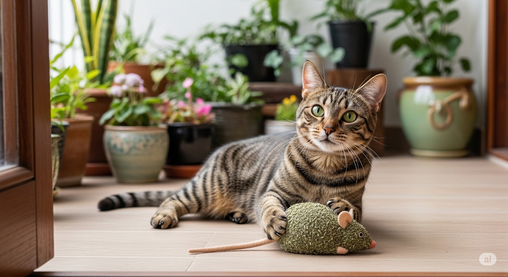 Varanda acolhedora e um gato