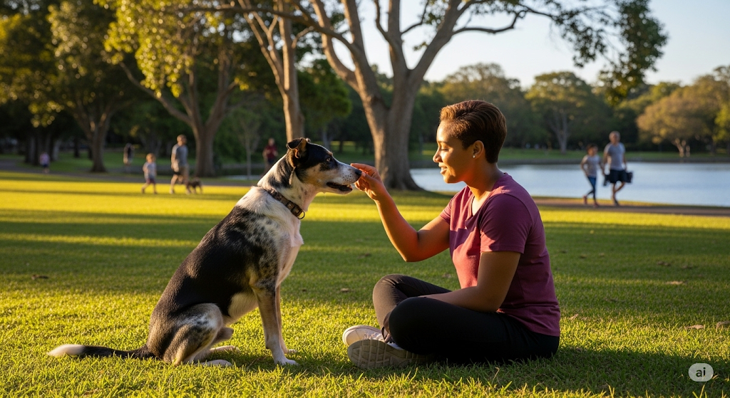Cão e tutor se olhando