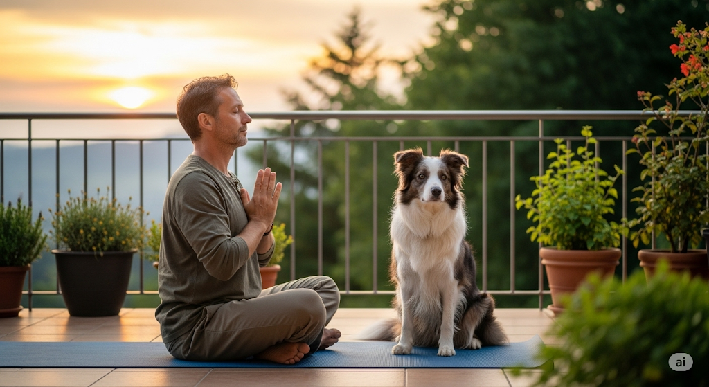 Pet e tutor na yoga