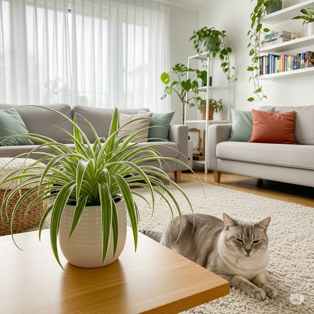 Gato e plantas