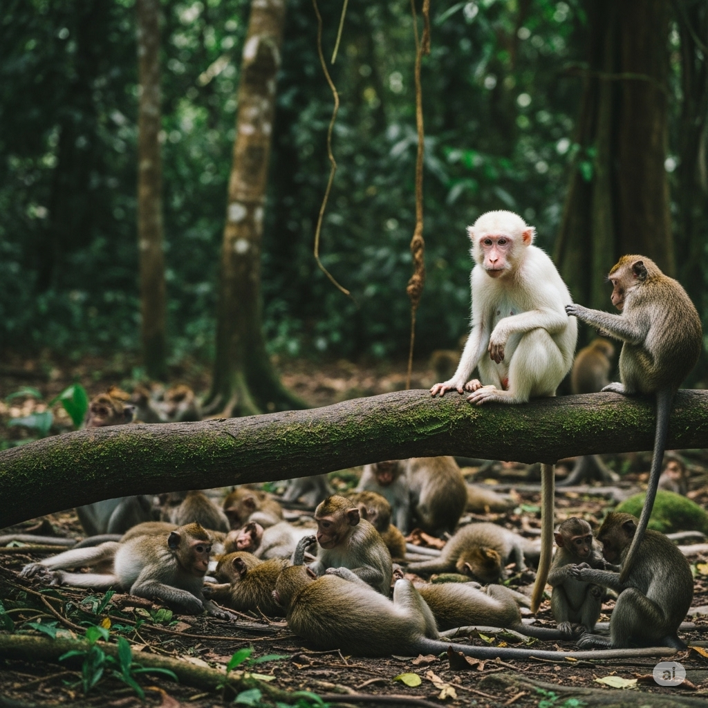 Macaco albino e seu grupo