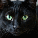 gato preto de frente