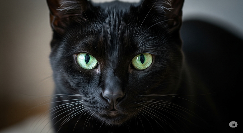 gato preto de frente