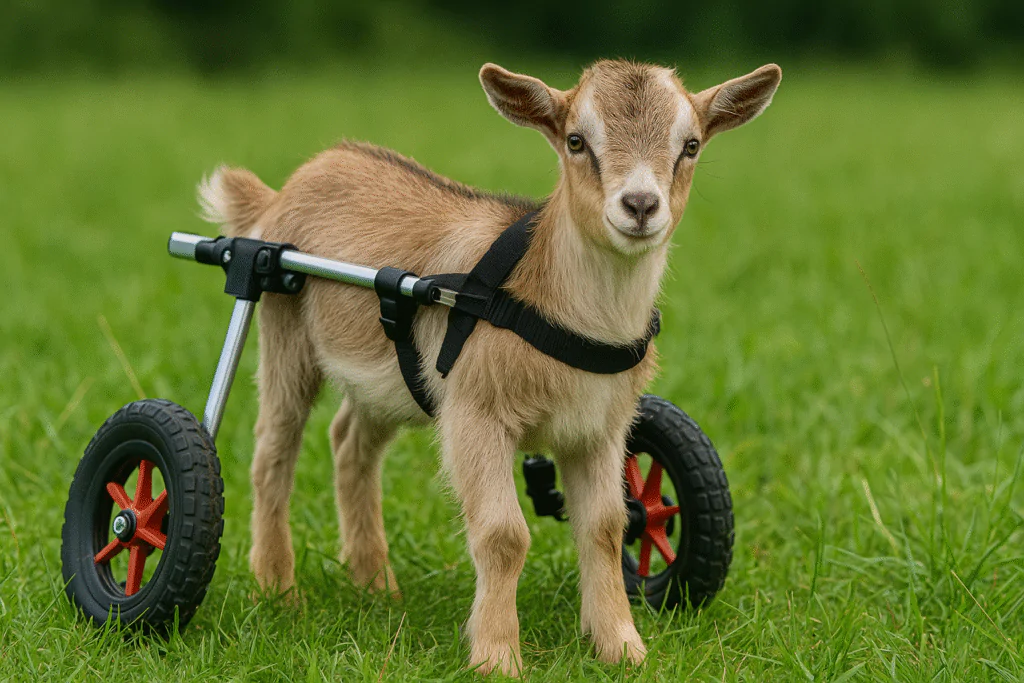 Cabrito em cadeira de rodas