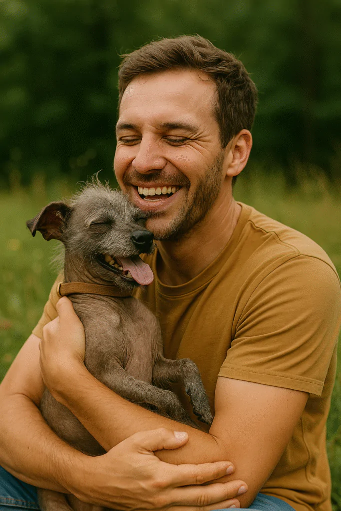 Tutor feliz com seu pet