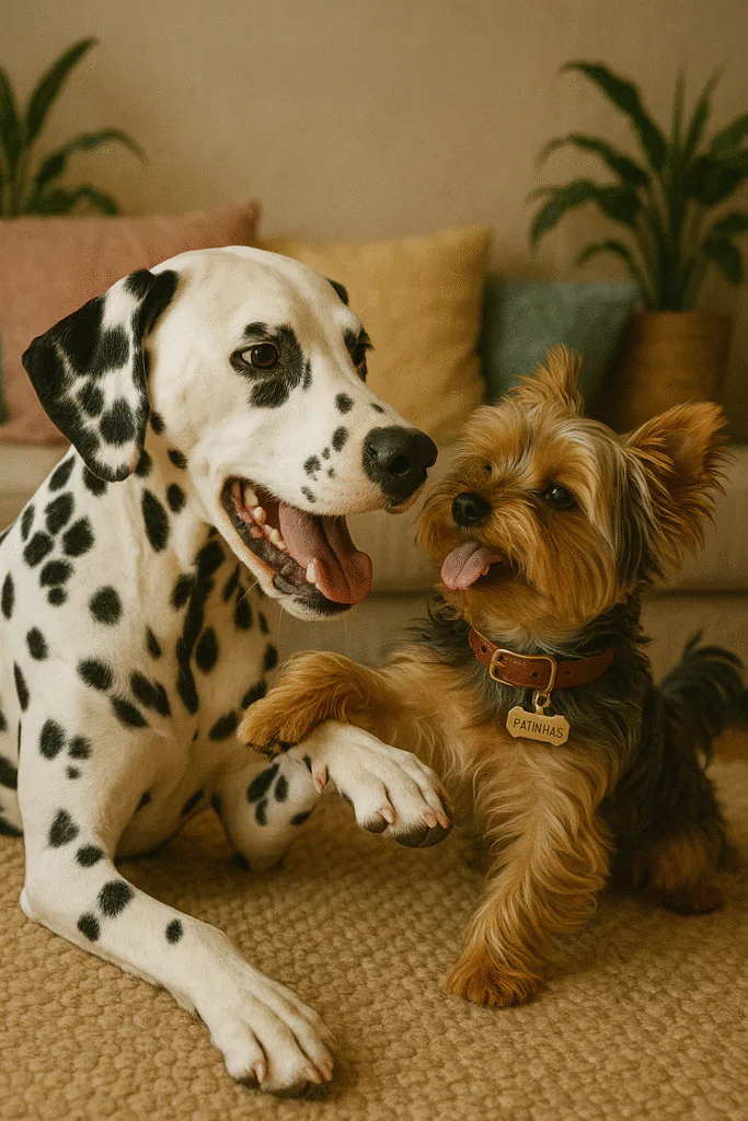 Um dálmata e um yorkshire