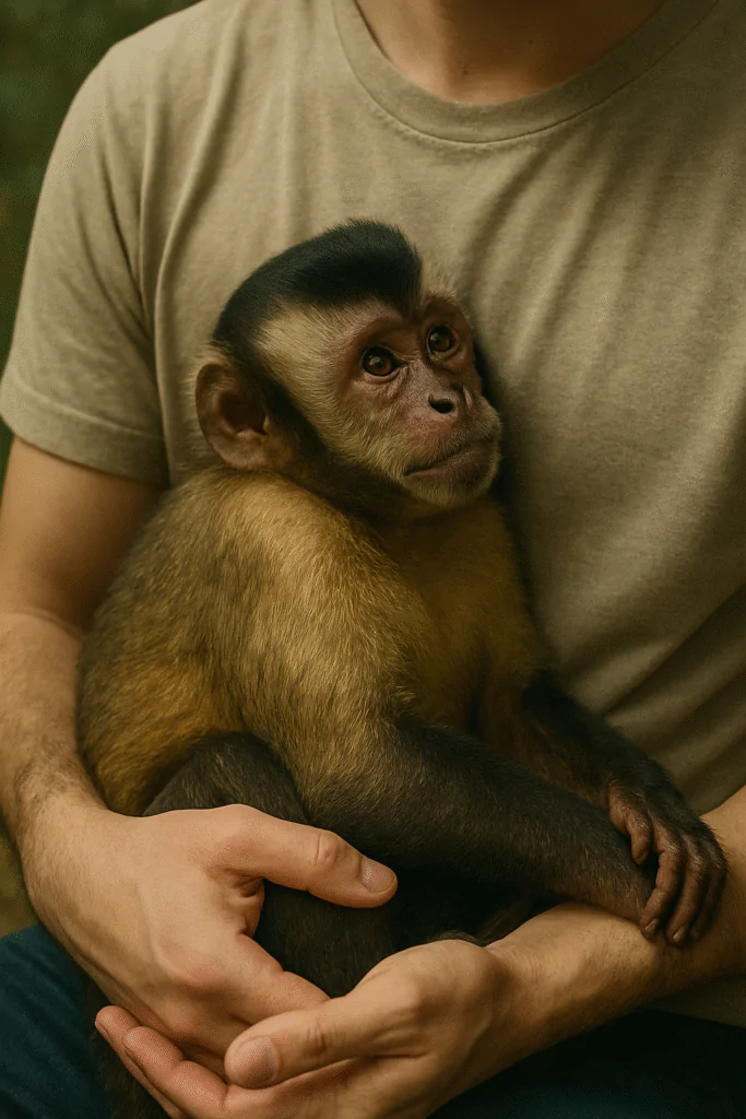 Macaco com seu tutor