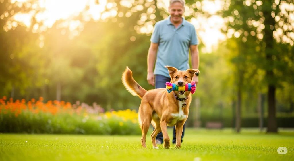 Brincando no parque com amiguinho pet