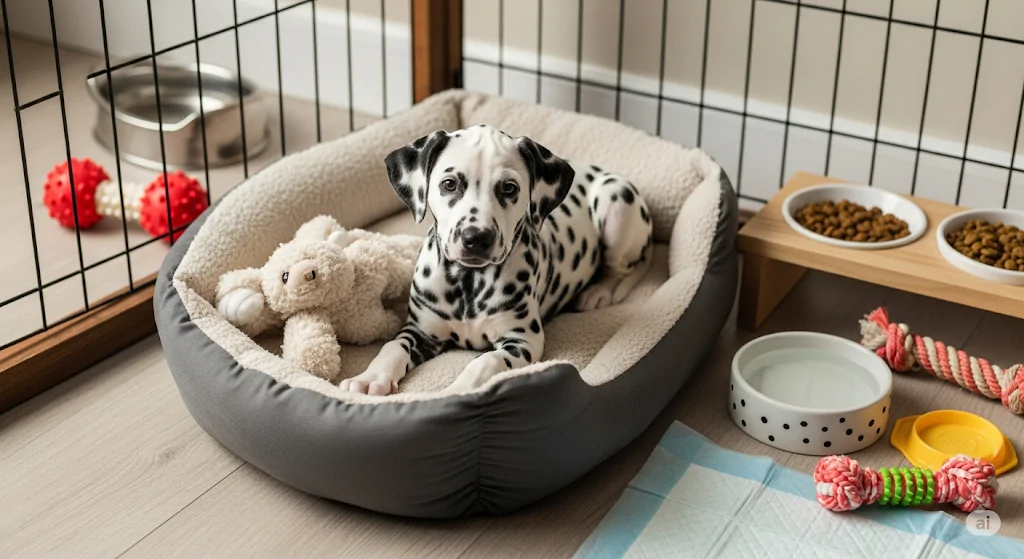 Dálmata deitado na caminha