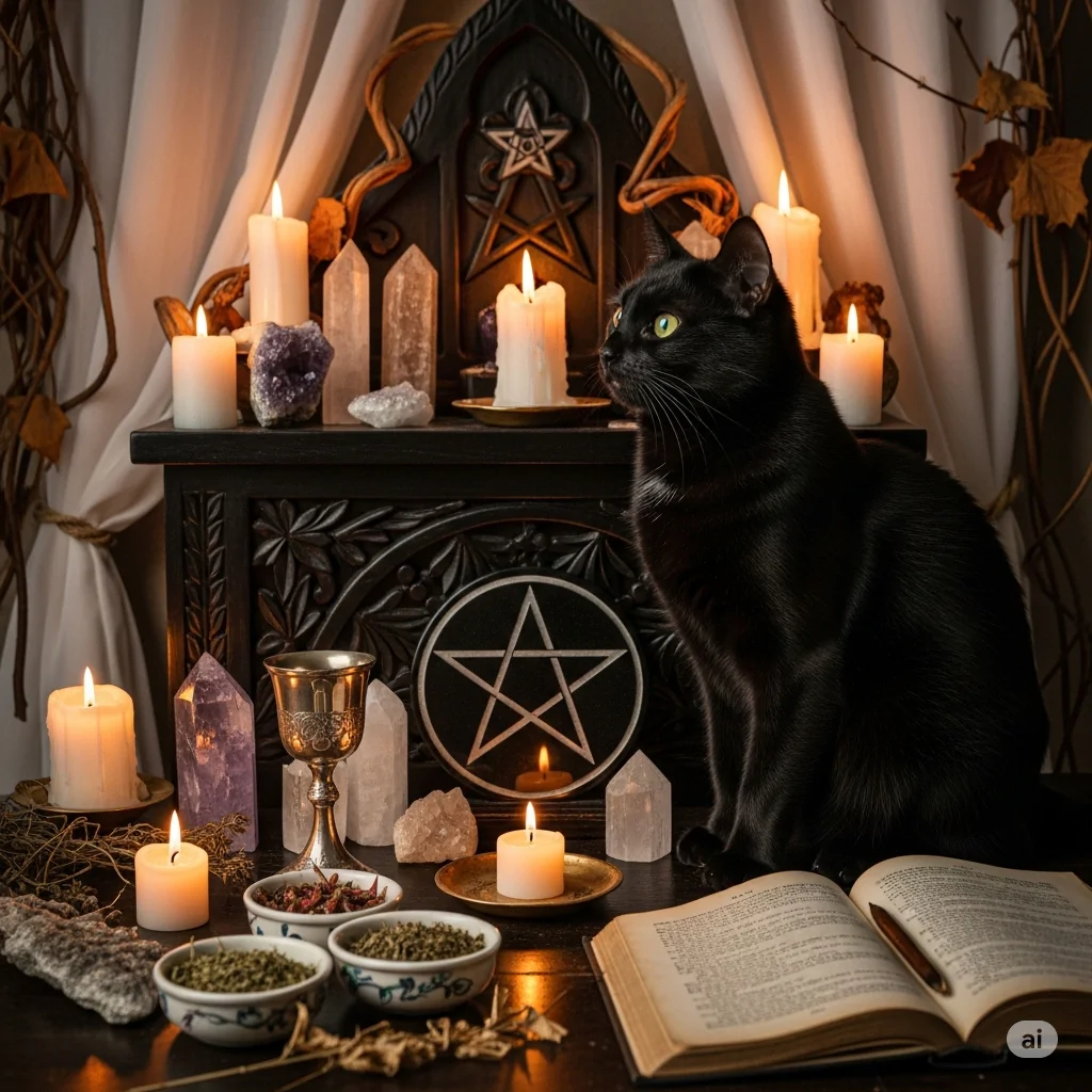 Ritual Wiccano com pesença de gato
