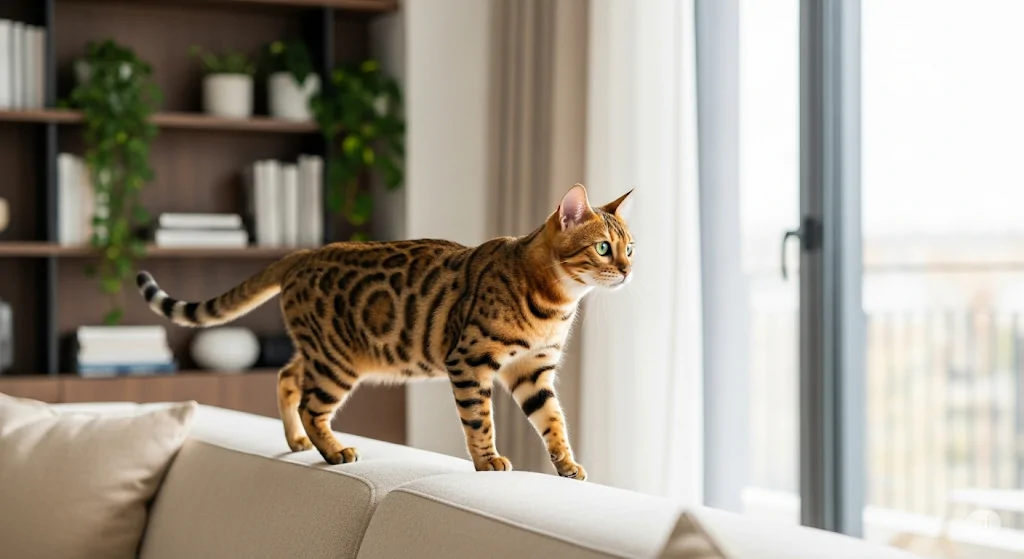 Gato hibrido no sofá