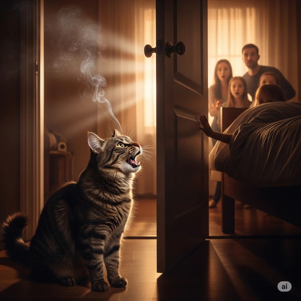 Gato salvando família