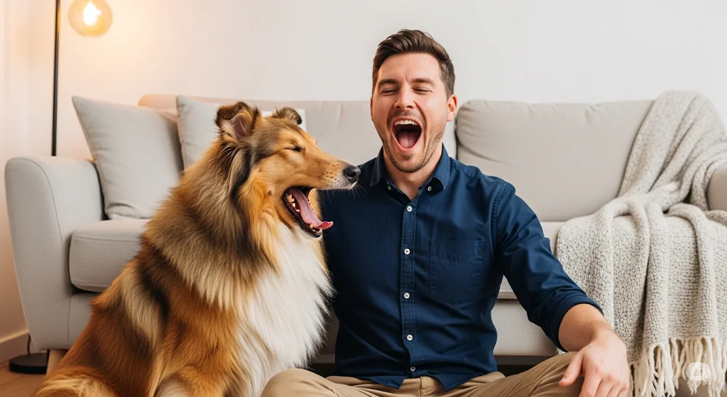 Bocejando - tutor e pet