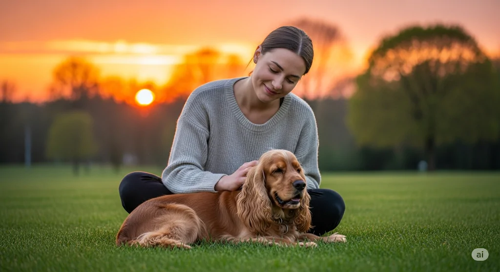 Pet e sua tutora no parque