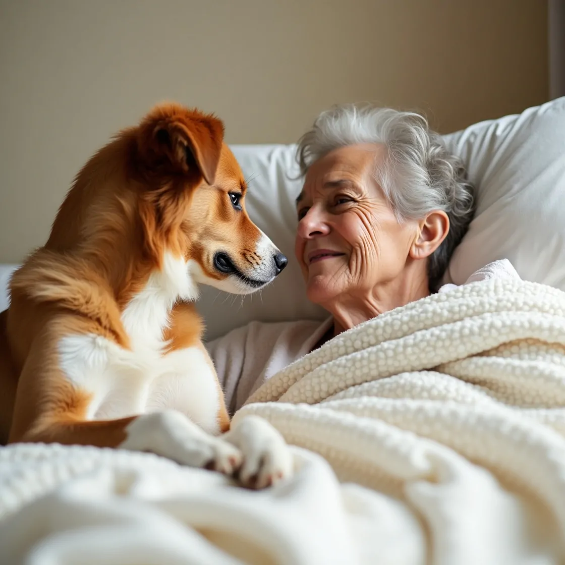 Conexão entre um cão e uma senhora