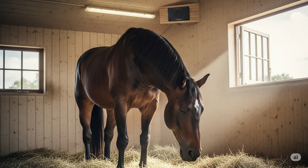 Cavalo fazendo terapia com música