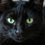 gato preto de frente