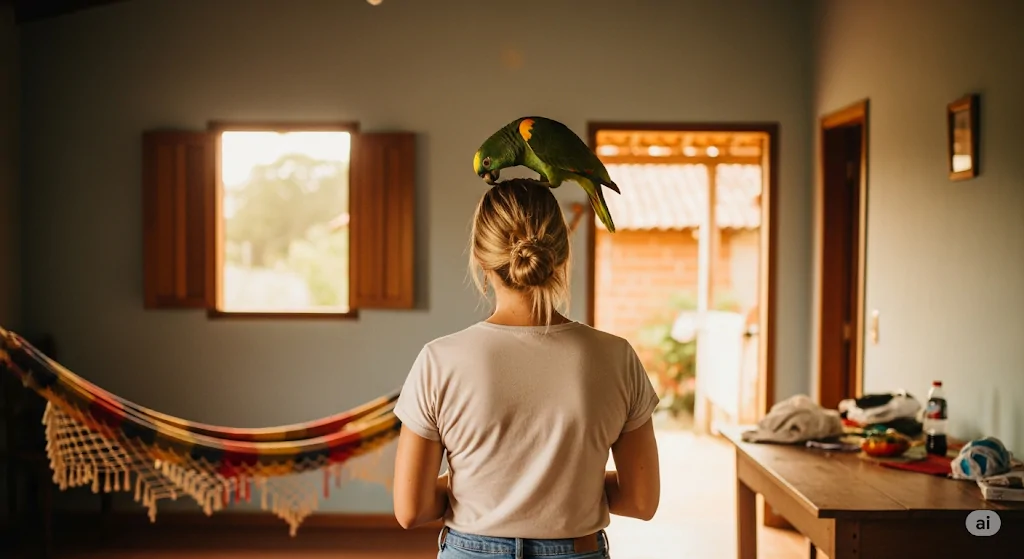 papagaio e sua tutora